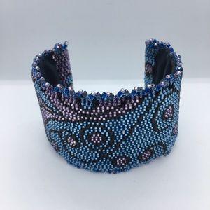 Stylish Handmade Bohemian Glass-Bead Cuff Bracelet